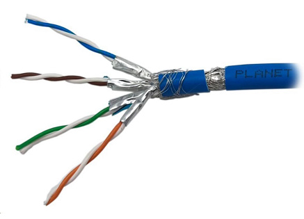 FTP kabel PlanetElite, Cat6A, drát, 4pár LS0H, Dca, modrý, 100m