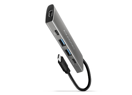 AXAGON HMC-5G21, USB 10Gb/s hub, porty 2x USB-A, 2x USB-C, HDMI 4k/30, PD 60W, kabel USB-C 13cm