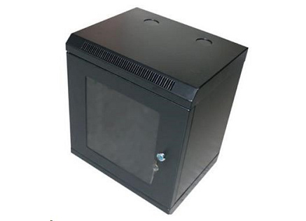 XtendLan 10" nástěnný rozvaděč 12U 350x280, nosnost 50 kg, dveře z plexiskla, svařovaný, černý