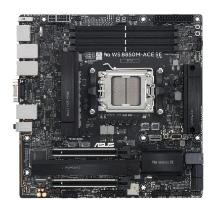 ASUS MB Sc AM5 Pro WS B850M-ACE SE, AMD B850, 4xDDR5, 1xHDMI, 1xDP, 1xVGA, mATX