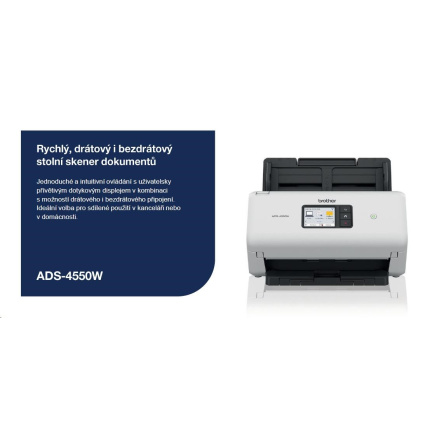 BROTHER skener ADS-4550W DUALSKEN A4 35ppm/70dual 600x600 60ADF USB LAN WIFI - display 7.1cm