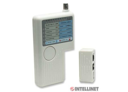Intellinet Cable Tester, 4-in-1, RJ11, RJ45, USB and BNC