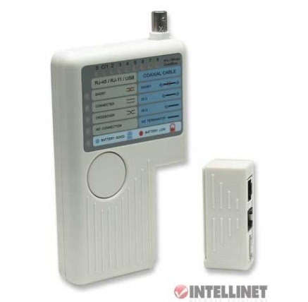 Intellinet Cable Tester, 4-in-1, RJ11, RJ45, USB and BNC Intellinet Cable Tester, 4-in-1, RJ11, RJ45, USB and BNC