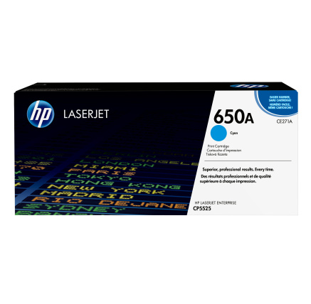 HP 650A Cyan LJ Toner Cart, CE271A (15,000 pages) HP 650A Cyan LJ Toner Cart, CE271A (15,000 pages)