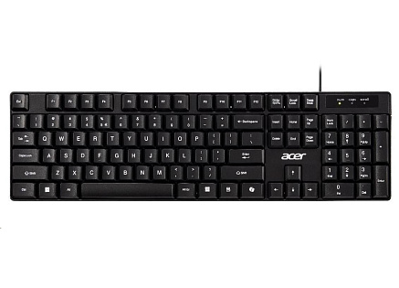 ACER drátová klávesnice AKW100,USB 2.0,5 mil. úhozů,voděodolná,Black