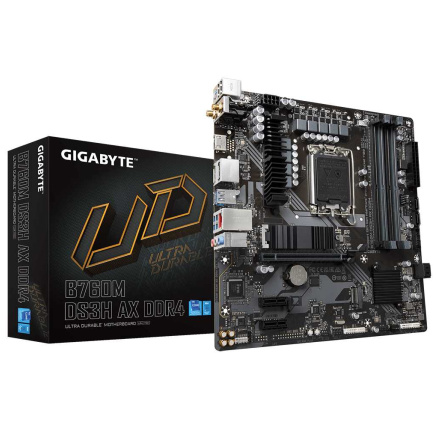 GIGABYTE MB Sc LGA1700 B760M DS3H AX DDR4, Intel B760, 4xDDR4, 2xDP, 1xHDMI, WI-FI, mATX