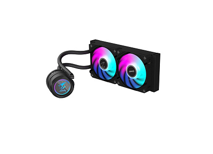 GIGABYTE vodní chladič AORUS WATERFORCE X II 240, 2x120mm ARGB, LCD displej, LGA1851, AM5 GIGABYTE vodní chladič AORUS WATERFORCE X II 240, 2x120mm ARGB, LCD displej, LGA1851, AM5
