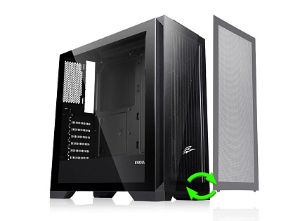 EVOLVEO Ptero Q2, 2x čelní panel - sklo /mřížka, case ATX, černá