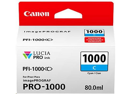 Canon CARTRIDGE PFI-1000C azurová pro ImagePROGRAF PRO-1000 (675 str.)