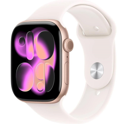 Apple Watch Series 11 GPS + Cellular 42mm Rose Gold Aluminium Case with Light Blush Sport Band - M/L