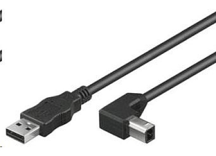 PREMIUMCORD Kabel USB 2.0 A-B propojovací 5m - zahnutý B konektor 90°