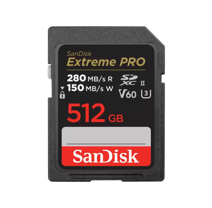 SanDisk SDXC karta 512GB Extreme PRO (R:280/W:150 MB/s, UHS-II, V60)