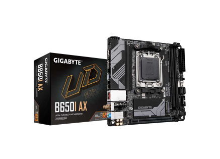 GIGABYTE MB Sc AM5 B650I AX, AMD B650, 2xDDR5, 1xDP, 1xHDMI, WI-FI, mini-ITX