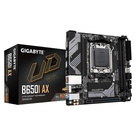 GIGABYTE MB Sc AM5 B650I AX, AMD B650, 2xDDR5, 1xDP, 1xHDMI, WI-FI, mini-ITX