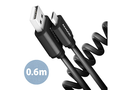 AXAGON BUMM-AM10TB, TWISTER kabel Micro USB USB-A, 0.6m, USB 2.0, 2.4A, ALU, tpe, černý AXAGON BUMM-AM10TB, TWISTER kabel Micro USB USB-A, 0.6m, USB 2.0, 2.4A, ALU, tpe, černý