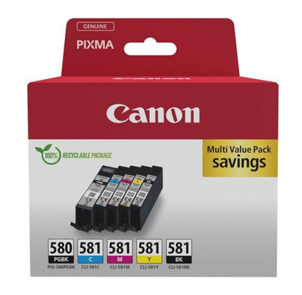 Canon CARTRIDGE PGI-580/CLI-581 BK/CMYK Multi-pack SEC pro PIXMA TS615x,625x,635x,815x,915xTR7550,8550 Canon CARTRIDGE PGI-580/CLI-581 BK/CMYK Multi-pack SEC pro PIXMA TS615x,625x,635x,815x,915xTR7550,8550