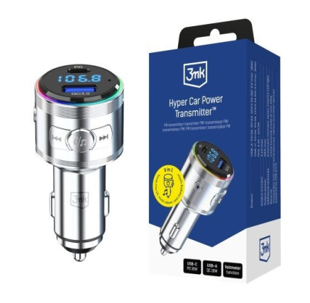 3mk Hyper Car Power Transmitter 48W QC PD PPS USB 1C1A Silver 3mk Hyper Car Power Transmitter 48W QC PD PPS USB 1C1A Silver