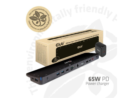 Club3D dokovací stanice USB-C 3.2 s napájecím adaptérem Triple Dynamic Display PD, 100 W