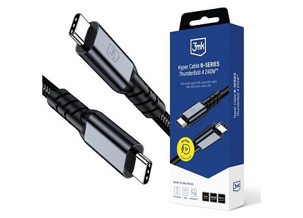 3mk kabel Hyper Cable N-SERIES Thunderbolt 4 1m 48V/5A 40Gb/s 240W 8K60Hz PD3.1 černý