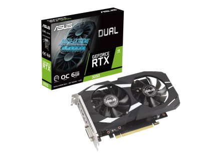 ASUS VGA NVIDIA GeForce RTX 3050 DUAL OC 6GB, RTX 3050, 6GB GDDR6, 1xDP, 1xHDMI, 1xDVI