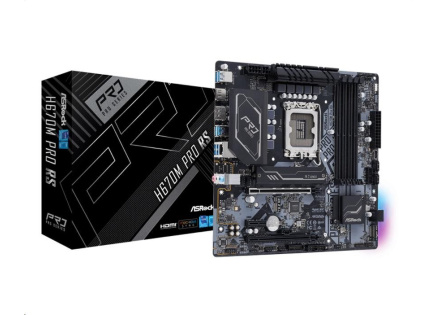 ASRock MB Sc LGA1700 H670M PRO RS, Intel H670, 4xDDR4, 1xDP, 1xHDMI, mATX