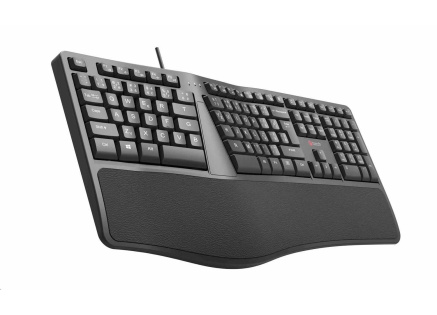 C-TECH Klávesnice KB-113E USB, ERGO,  černá, CZ/SK