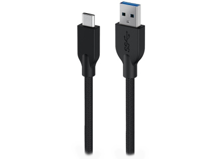 GENIUS nabíjecí kabel ACC-A2CC-3A, 150cm, USB-A na USB-C, 3A, QC3.0, opletený, černý