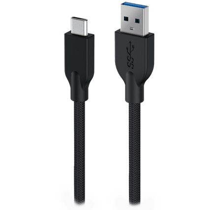 GENIUS nabíjecí kabel ACC-A2CC-3A, 150cm, USB-A na USB-C, 3A, QC3.0, opletený, černý