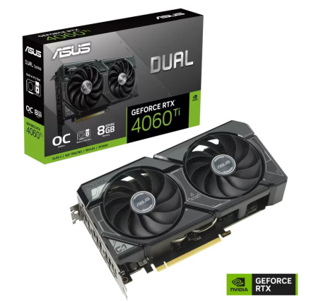 BAZAR - ASUS VGA NVIDIA GeForce DUAL RTX 4060 Ti 8G SSD OC, RTX 4060 Ti, 8GB GDDR6, 3xDP, 1xHDMI - Po opravě (Komplet)