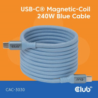 Club3D Kabel magnetický USB-C, 240W PD3.1, 480 Mbps, 2m, modrá