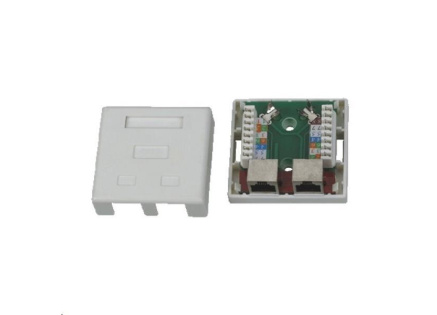 Zásuvka STP 2x RJ45 Cat5E, blok 110, na omítku