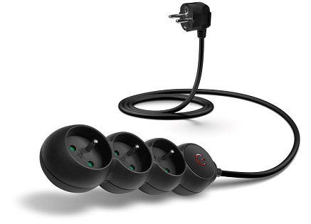 CONNECT IT prodlužovací kabel 230V, 3 zásuvky, 1,5m, s vypínačem, černá