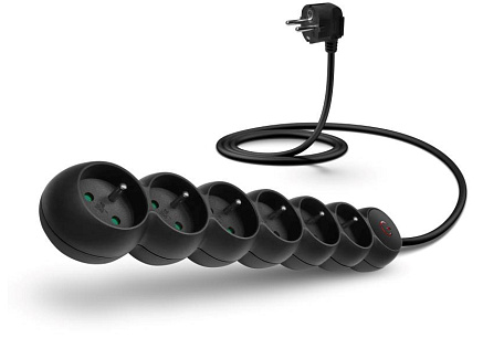CONNECT IT prodlužovací kabel 230V, 6 zásuvek, 5m, s vypínačem, černá