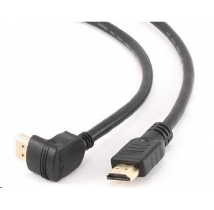 GEMBIRD Kabel HDMI - HDMI 4.5m, 90° konektor (v1.4, M/M, zlacené kontakty, stíněný)