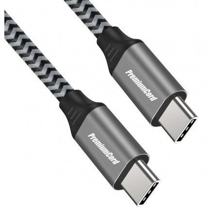 PREMIUMCORD Kabel USB-C M/M, 100W 20V/5A 480Mbps bavlněný oplet, 1,5m PREMIUMCORD Kabel USB-C M/M, 100W 20V/5A 480Mbps bavlněný oplet, 1,5m
