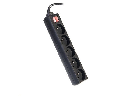 PREMIUMCORD Prodlužovací přívod 230V 5m 5 zásuvek + vypínač, černý