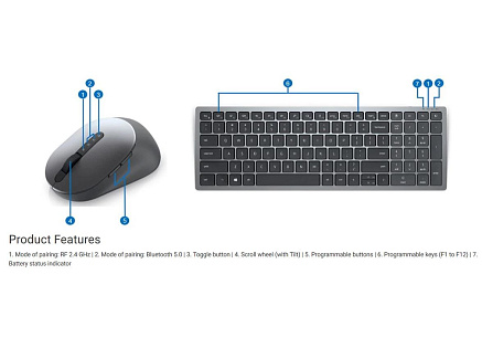 DELL Multi-Device Wireless Keyboard and Mouse - KM7120W - Czech/Slovak