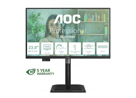 AOC MT 23,8" 24P4U - 1920x1080,IPS,120Hz,1xVGA,1xHDMI,1xDP,USBhub,Repro,Pivot