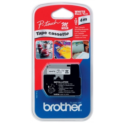 BROTHER MK-231BZ Black On White Tape (12mm) BROTHER MK-231BZ Black On White Tape (12mm)