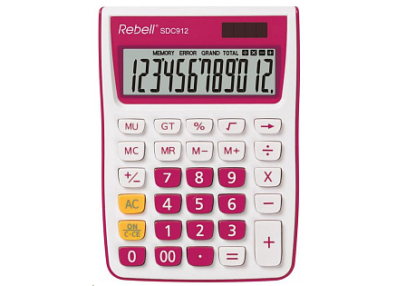 REBELL kalkulačka - SDC912 PK - růžová REBELL kalkulačka - SDC912 PK - růžová