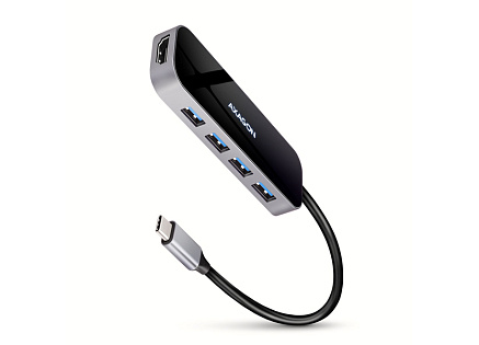 AXAGON HMC-6H4A, USB 3.2 Gen 1 hub, porty 4x USB-A, HDMI 4k/30Hz, PD 100W, kabel USB-C 20cm