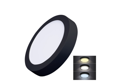 Solight LED mini panel CCT, přisazený, 18W, 1530lm, 3000K, 4000K, 6000K, kulatý, černá barva Solight LED mini panel CCT, přisazený, 18W, 1530lm, 3000K, 4000K, 6000K, kulatý, černá barva