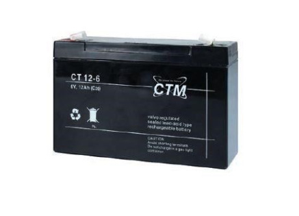 Baterie - CTM CT 6-12 (6V/12Ah - Faston 187), životnost 5let