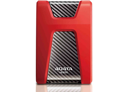 ADATA Externí HDD 1TB USB 3.1 DashDrive Durable HD650, červený (gumový, nárazu odolný)