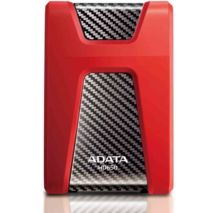 ADATA Externí HDD 1TB 2,5" USB 3.1 DashDrive Durable HD650, červený (gumový, nárazu odolný)