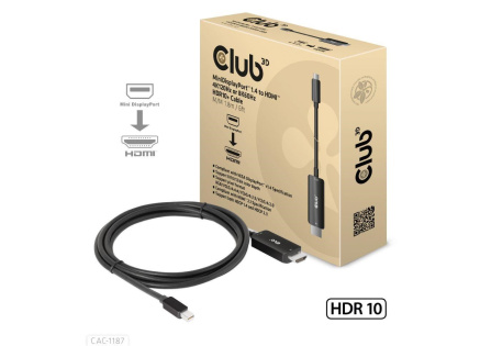 Club3D kabel miniDP 1.4 na HDMI, 4K120Hz nebo 8K60Hz HDR10+, M/M, 1.8m Club3D kabel miniDP 1.4 na HDMI, 4K120Hz nebo 8K60Hz HDR10+, M/M, 1.8m