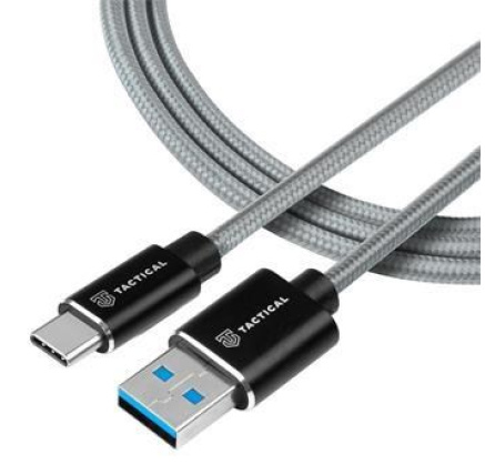 Tactical nabíjecí kabel, USB-A/UCB-C, 15 W, délka 30 cm, šedá