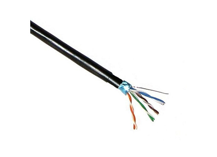 FTP kabel PlanetElite, Cat5E, drát, dvojitý venkovní PE+PE, Dca, černý, 305m, cívka
