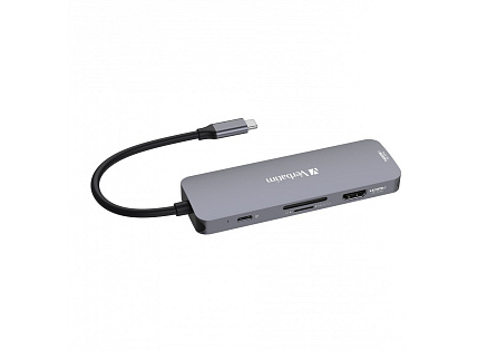 VERBATIM Hub USB-C Pro Multiport 8 Port, 3x USB 3.2, 1x USB-C, 2xHDMI, microSD/SD, šedá VERBATIM Hub USB-C Pro Multiport 8 Port, 3x USB 3.2, 1x USB-C, 2xHDMI, microSD/SD, šedá