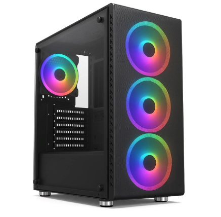 1stCOOL skříň RAINBOW 4, Mid Tower, AU, USB 3.0, 4x 120mm RGB Fan, černá 1stCOOL skříň RAINBOW 4, Mid Tower, AU, USB 3.0, 4x 120mm RGB Fan, černá